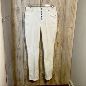 CAbi White Button Fly Straight Jeans Sz 4
